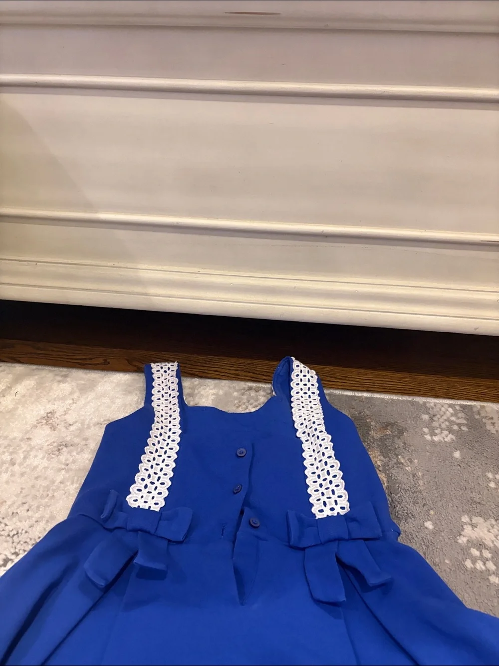 Janie and Jack Royal Blue Sleeveless Dress with White Lace Neckline